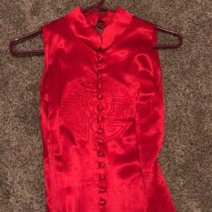Long red Chinese dress